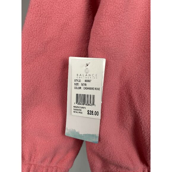 NEW BALANCE Girls’ Pink Fleece Quarter-Zip Pullover – Soft Warm Cozy Sweatshirt - Picture 4 of 6